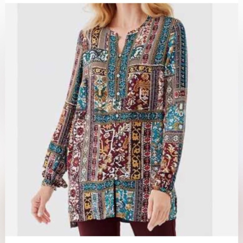 J. Jill Multicolor Patchwork Tunic Large Petite - image 1